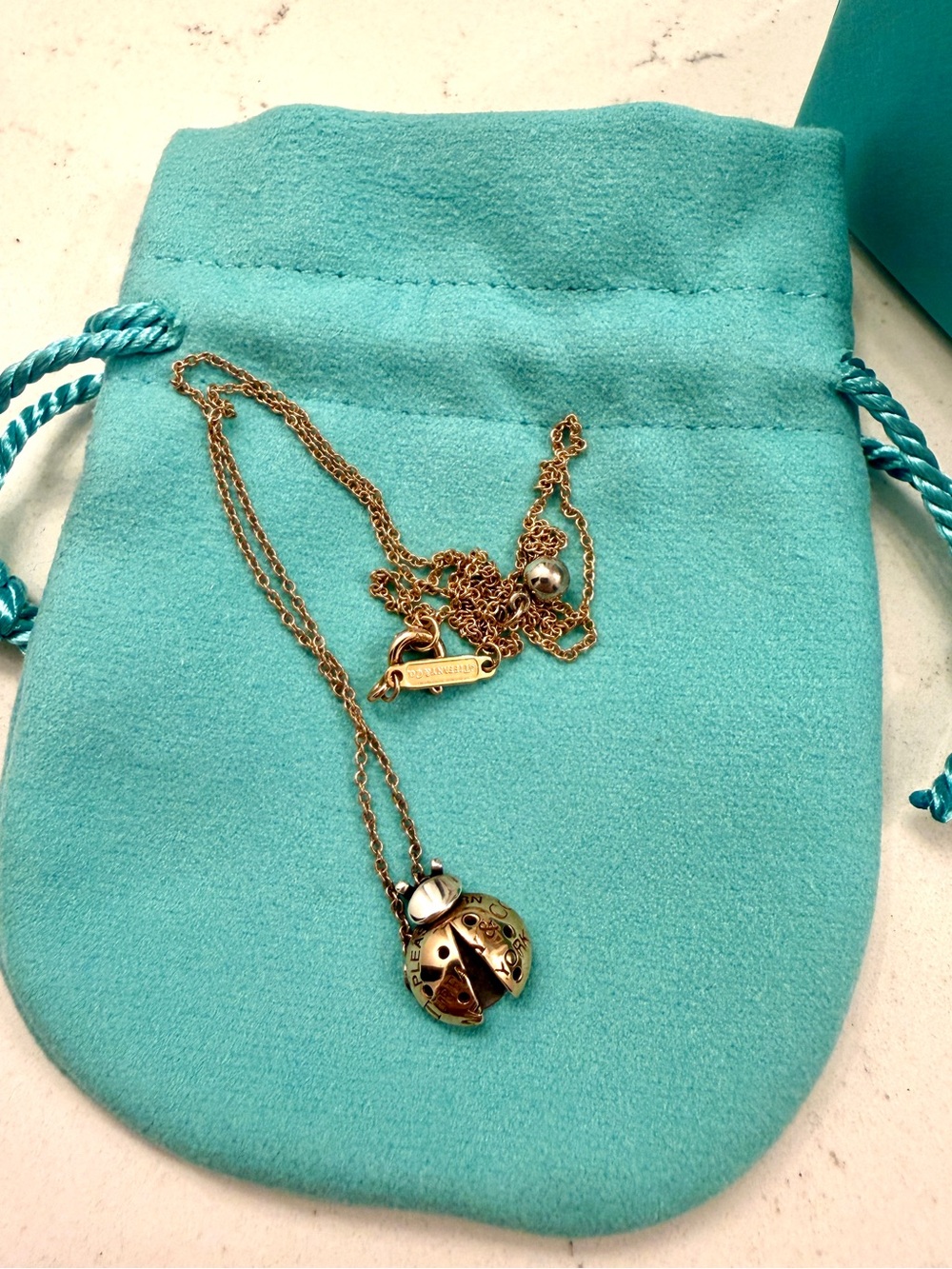 Tiffany & Co. Gold Ladybug Pendant Necklace with Pearl Accent - Picture 2 of 5
